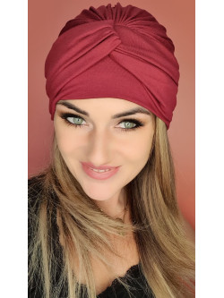 Turban damski bordowy - po chemioterapii - Sklep internetowy online