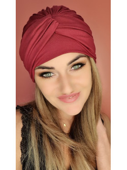 Turban damski bordowy - po chemioterapii - Sklep internetowy online