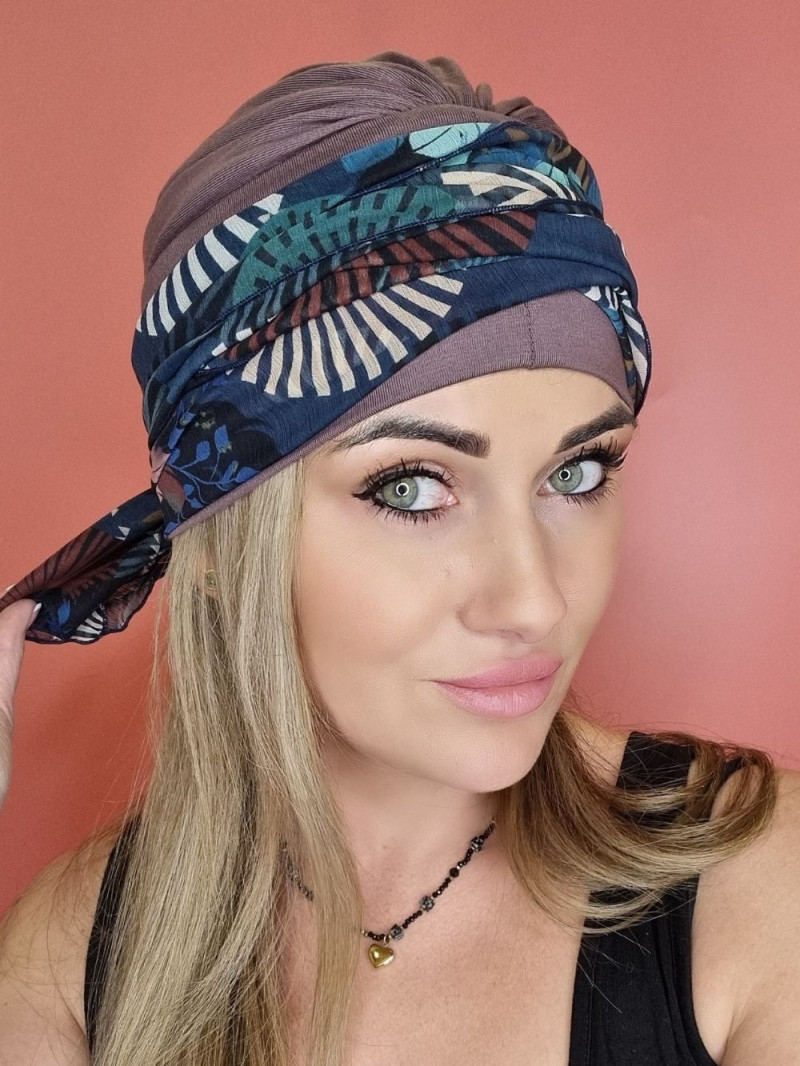 Brązowy turban - po leczeniu onkologicznym - sklep internetowy