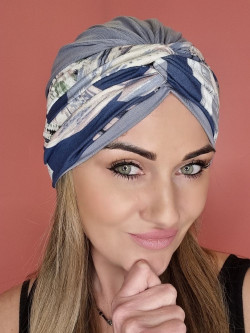 Turban wiskozowy, szary - po chemioterapii - sklep internetowy
