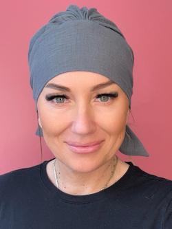 Zielony turban z szarfami - bawełna - Sklep Internetowy