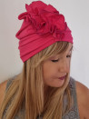 Turban damski drapowany — intensywny róż