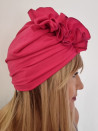 Turban damski drapowany — intensywny róż