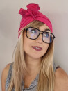 Turban damski drapowany — intensywny róż