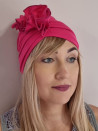 Turban damski drapowany — intensywny róż