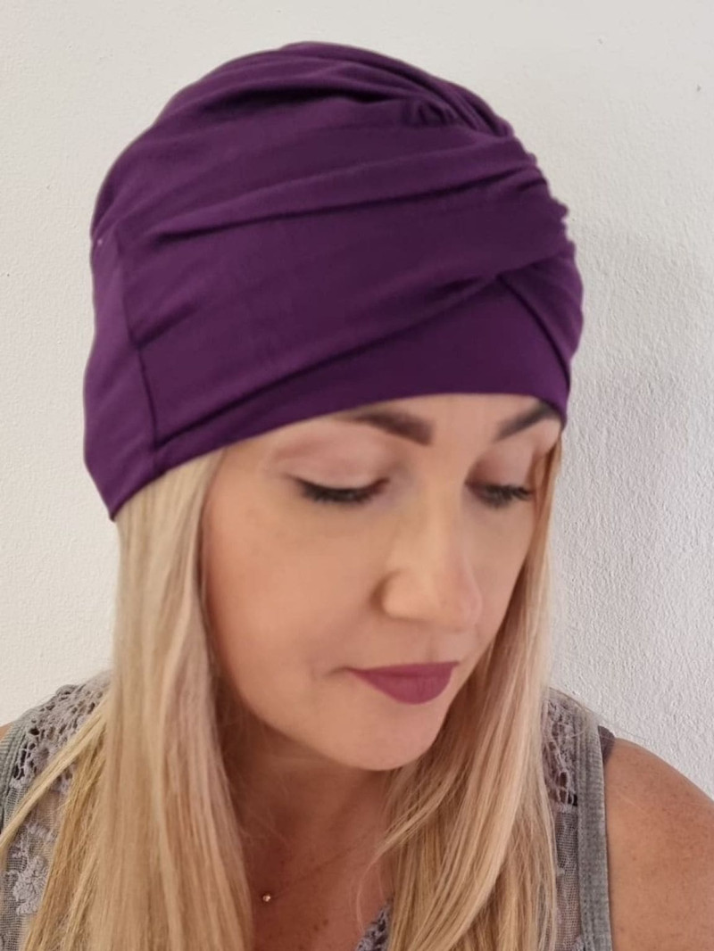 Turban damski drapowany — fioletowy