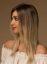 Peruka damska długa proste z przedziałkiem chłodny beżowy blond – PATRIZIA