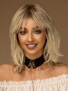 Peruka damska średnia cieniowane z grzywką jasny beżowy blond – CAMILA