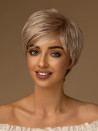 Peruka damska krótka krótka fryzura pixie z grzywką chłodny jasny blond – DONNA