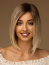 Peruka damska średnia prosty, gładki bob piaskowy blond z odrostem – GIOVANNA