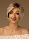 Peruka damska krótka krótki gładki bob jasny blond z odrostem – ALESSIA
