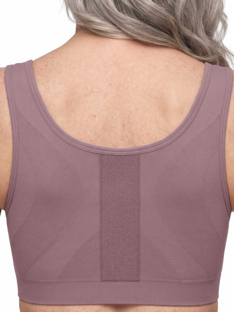 Biustonosz stabilizujący po operacji Amoena Leyla z suwakiem - ciemny mauve - zdjęcie 2