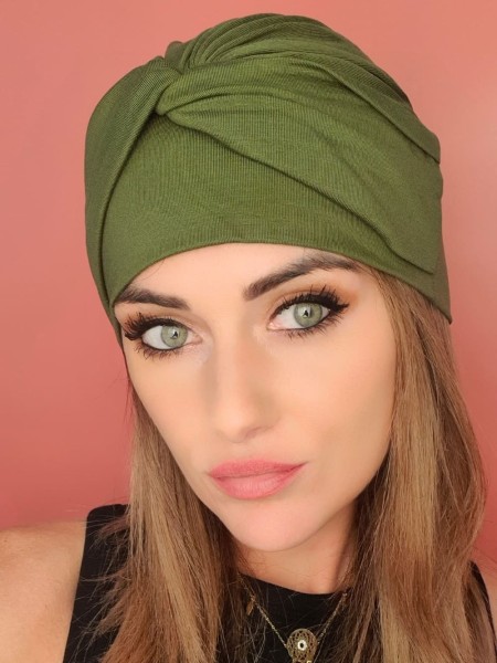 Khaki Damen Turban - nach der Chemotherapie - Online Geschäft Polen