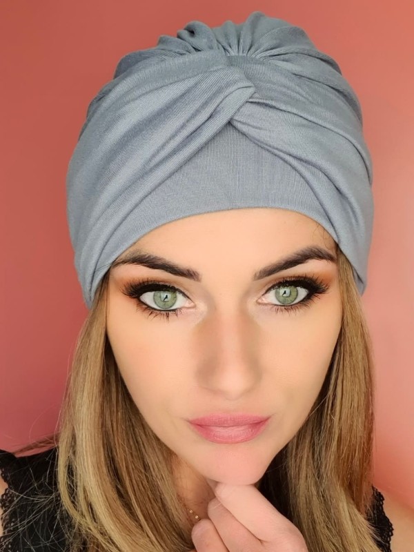 Dámsky turban sivý - po chemoterapii - Online Shop Poľsko