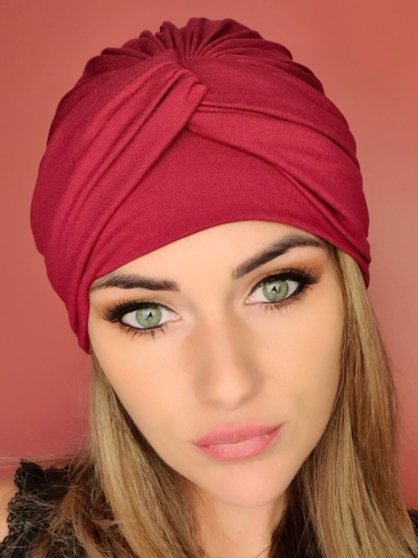 Dámsky vínový turban - po chemoterapii - Online Shop Poľsko