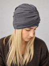 Turban damski z ozdobnym skrętem – szary – zdjęcie 2