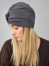 Turban damski z ozdobnym skrętem – szary – zdjęcie 3