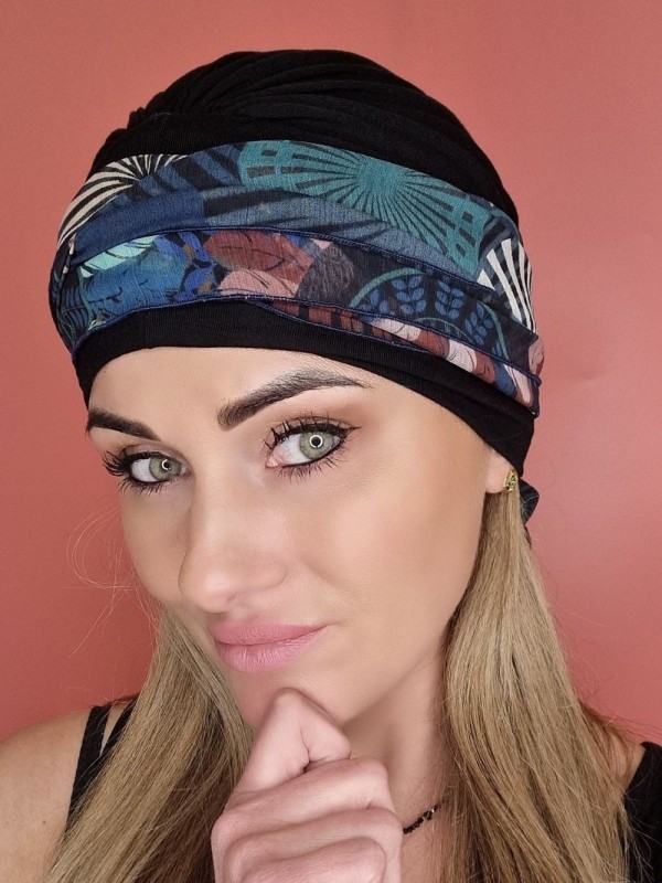 Schwarzer Turban mit Schärpe - Nach Chemotherapie - Online -Shop Polen