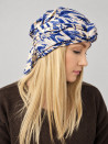Turban damski z wiązaniem – granatowo-kremowy wzór – zdjęcie 2