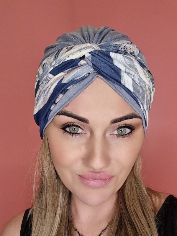 Turban wiskozowy, szary - po chemioterapii - sklep internetowy