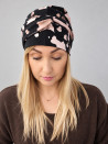 Turban z chustą – pudroworóżowy wzór na czerni – zdjęcie 1