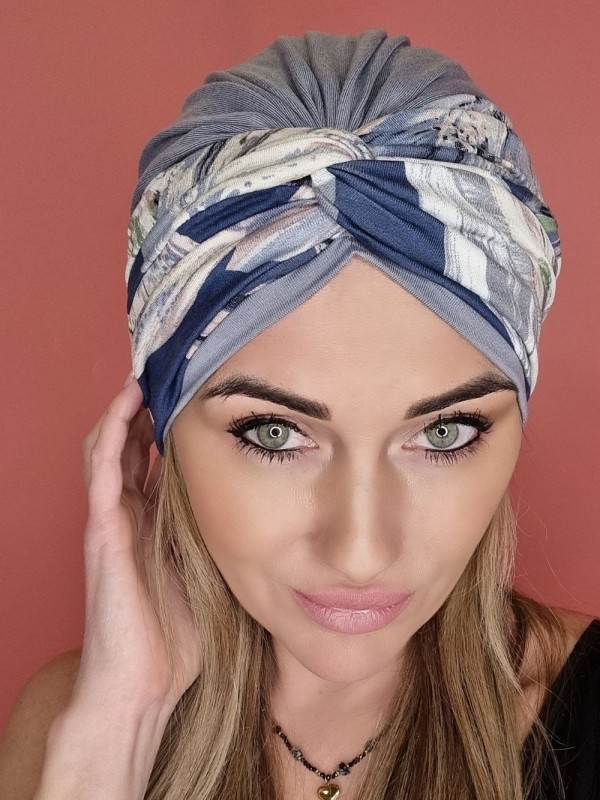 Turban wiskozowy, szary - po chemioterapii - sklep internetowy