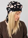 Turban z chustą – pudroworóżowy wzór na czerni – zdjęcie 3