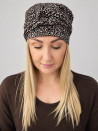 Turban damski z wiązaniem – czarno-biały mikrowzór – zdjęcie 1