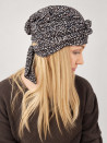 Turban damski z wiązaniem – czarno-biały mikrowzór – zdjęcie 2
