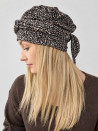 Turban damski z wiązaniem – czarno-biały mikrowzór – zdjęcie 3