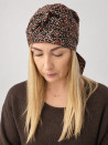 Turban damski z wiązaniem – miedziany ornament na czerni – zdjęcie 1
