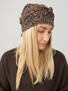 Turban damski z wiązaniem – miedziany ornament na czerni – zdjęcie 2