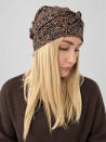 Turban damski z wiązaniem – miedziany ornament na czerni – zdjęcie 3