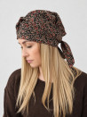 Turban damski z wiązaniem – miedziany ornament na czerni – zdjęcie 4