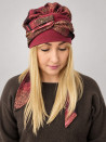 Turban z długą chustą – bordowy ornament – zdjęcie 1