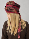 Turban z długą chustą – bordowy ornament – zdjęcie 3