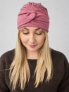 Turban damski z ozdobnym skrętem – przygaszony róż – zdjęcie 1