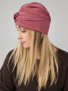 Turban damski z ozdobnym skrętem – przygaszony róż – zdjęcie 2