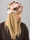Turban damski z drapowaniem – pastelowy wzór kwiatowy – zdjęcie 2