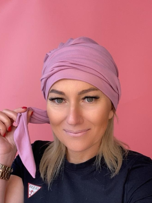 Różowy turban - bambusowy - Sklep Internetowy