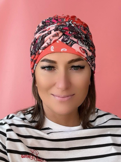 Wiskozowy turban czerwony