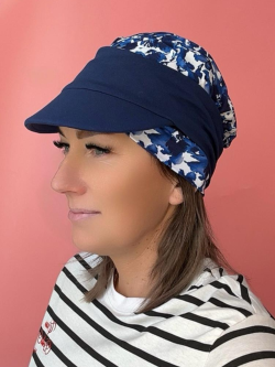 Wiskozowy turban z daszkiem - granatowy