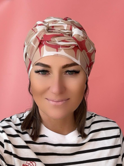Beżowy turban z opaską