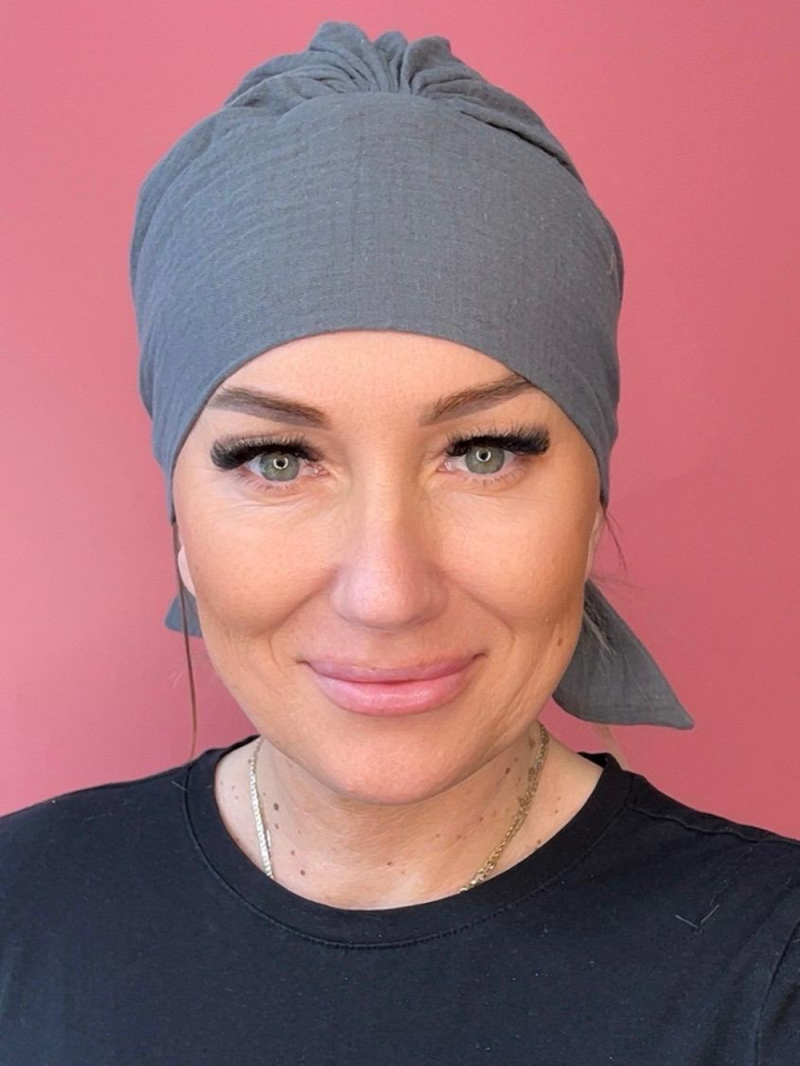 Zielony turban z szarfami - bawełna - Sklep Internetowy