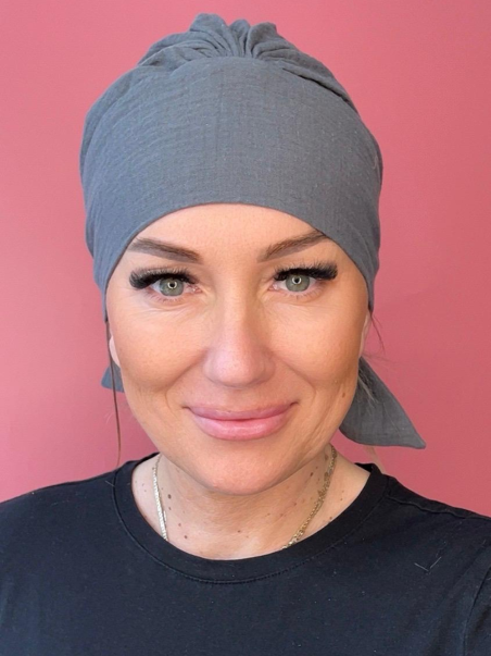 Zielony turban z szarfami - bawełna - Sklep Internetowy