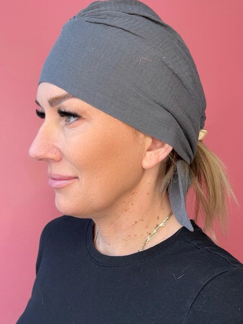 Zielony turban z szarfami - bawełna - Sklep Internetowy